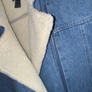 Forever 21 Blue Jean Jacket with Cream Lining